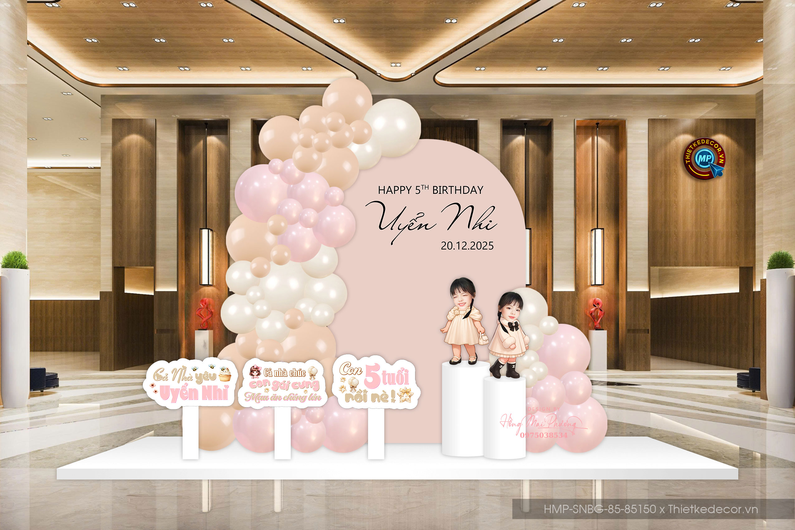 File thiết kế sinh nhật bé gái tone hồng dễ thương đáng yêu cute sang trọng.